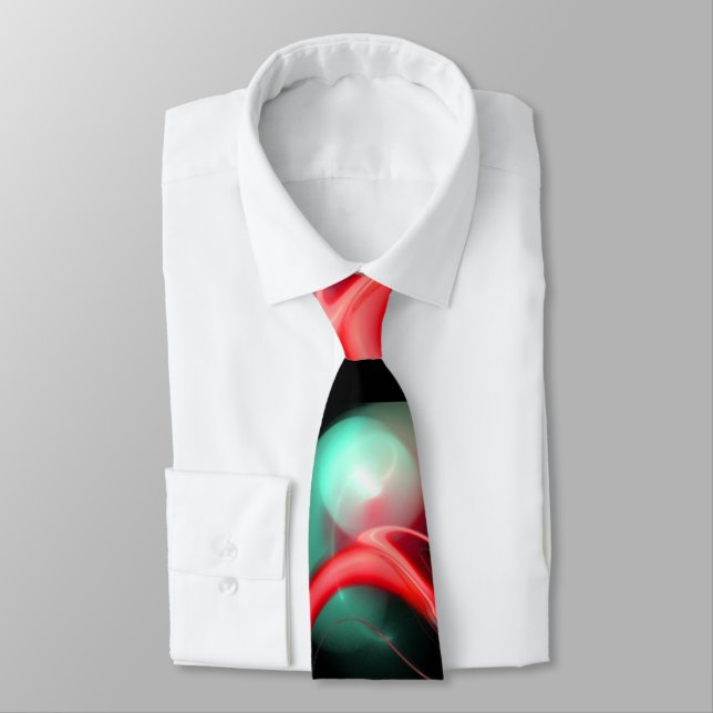 ALIEN PEARL Red Green Fraktal Wirbel in Black Krawatte (Gebunden)
