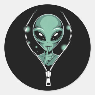 Alien Peeping Runder Aufkleber