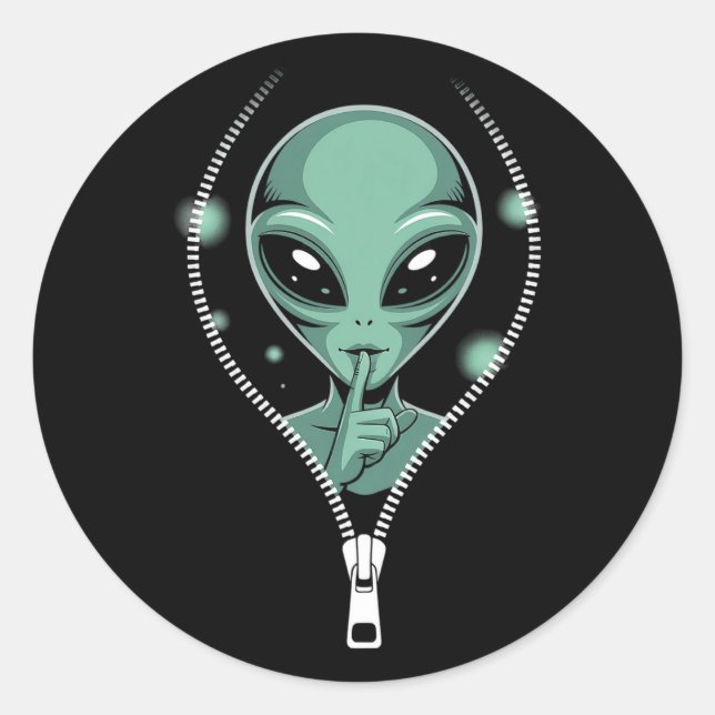 Alien Peeping Runder Aufkleber (Vorderseite)