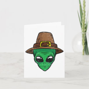 Alien Pilgrim Hat Erntedank Day Cool Ufo Fall A Karte
