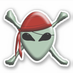 Alien-Pirat Jolly Roger Aufkleber