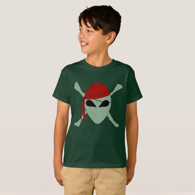 Alien Pirate Piratenflagge T-Shirt (Vorne ganz)