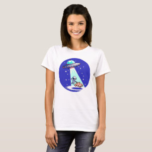 Alien Pizza Abduction - Funny Pixel Art UFO Design T-Shirt