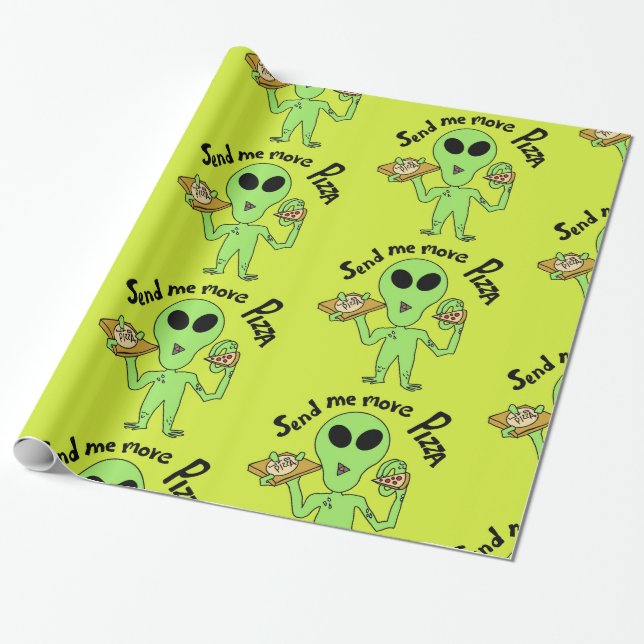 Alien Pizza Geschenkpapier (Ungerollt)