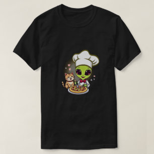 Alien-Pizza-Koch-Katzen-Cartoon-Art T-Shirt