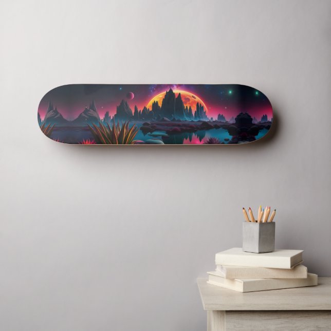 Alien Planet Moon Skateboard (Wandkunst (Horz))