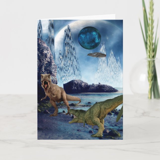 Alien Planet Tyrannosaurus Dinosaurier Karte (Vorderseite)