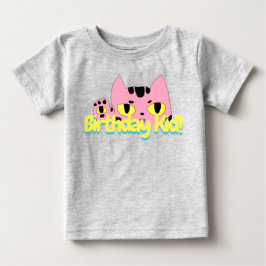 Alien Pocket Cat Birthday Kid Pink Cartoon Chat Baby T-shirt