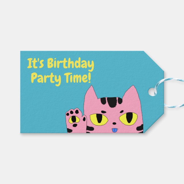 Alien Pocket Cat Geschenkanhänger (Vorderseite (Horizontal))