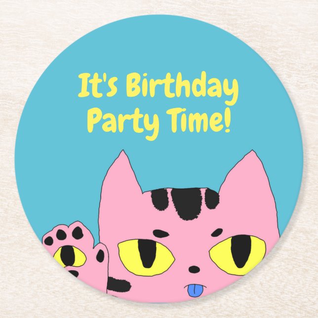 Alien Pocket Cat Runder Pappuntersetzer (Vorderseite)