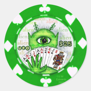 Alien Poker Chip Sticker
