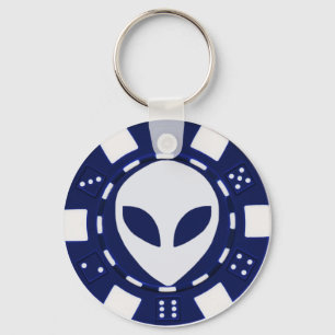 alien-Poker-Chipblau Schlüsselanhänger