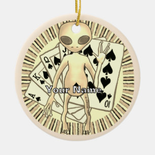 Alien Poker  Keramik Ornament