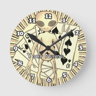 Alien Poker  Runde Wanduhr