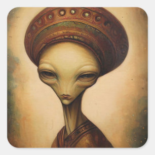 Alien Portrait Quadratischer Aufkleber