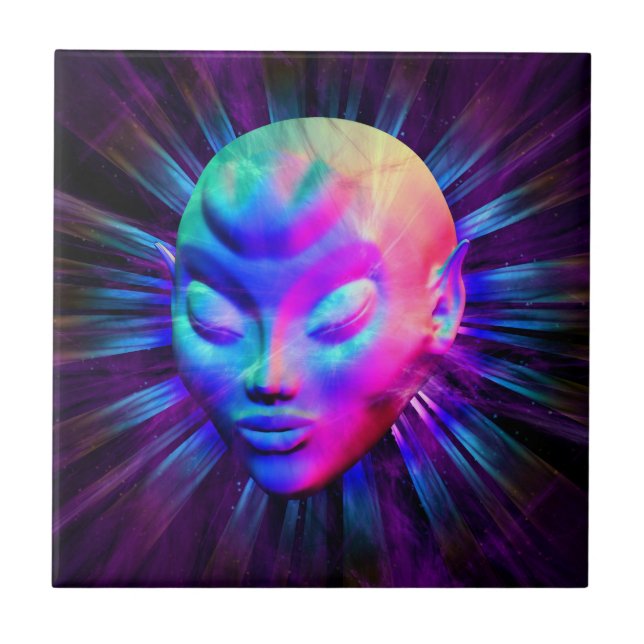 Alien Psychedelic Meditation Fliese (Vorderseite)