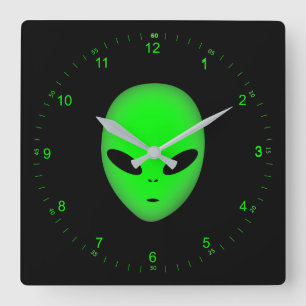 Alien Quadratische Wanduhr