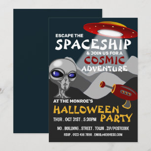 Alien Raumschiff Thema, Escape Room, Halloween Einladung
