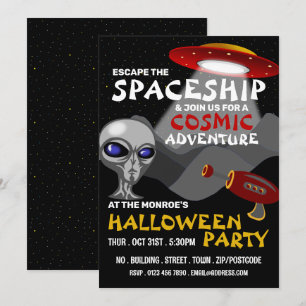 Alien Raumschiff Thema, Escape Room, Halloween Einladung