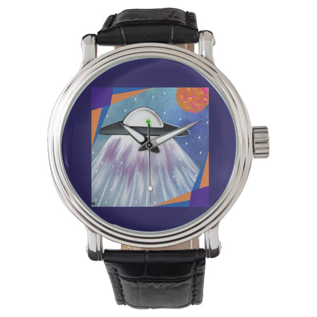 Alien Raumschiff UFO Space Armbanduhr (Vorderseite)