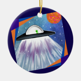 Alien Raumschiff UFO Space Keramik Ornament
