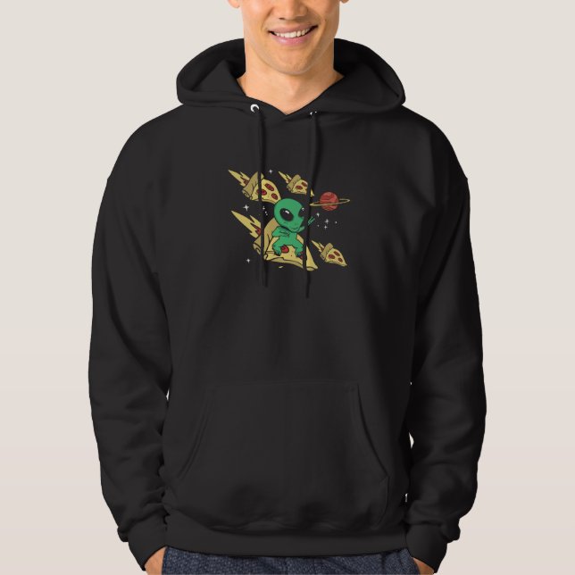 Alien Riding Pizza UFO Galaxy Fast Food  1 Hoodie (Vorderseite)