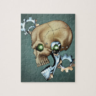 Alien-Roboter-Schädel von der Zukunft im Chrom +