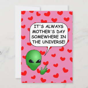Alien rote Herzen Muttertag Einladung