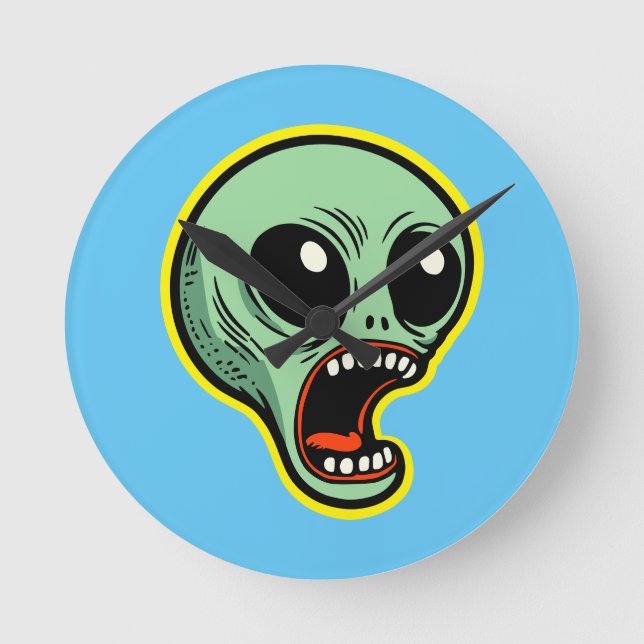 Alien Runde Wanduhr (Vorderseite)