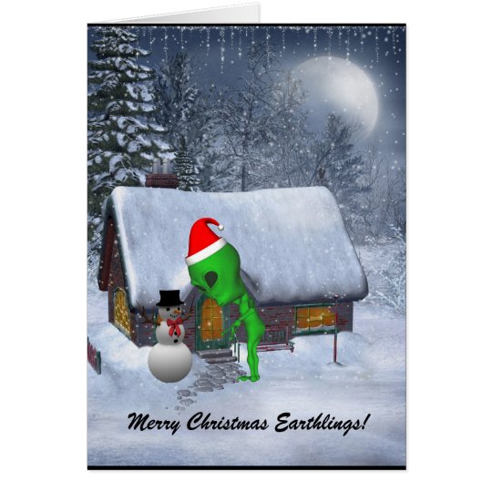 Alien Sankt trifft Snowman-Gruß-Karte Karte