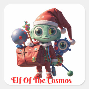 Alien Santa Claus Quadratischer Aufkleber