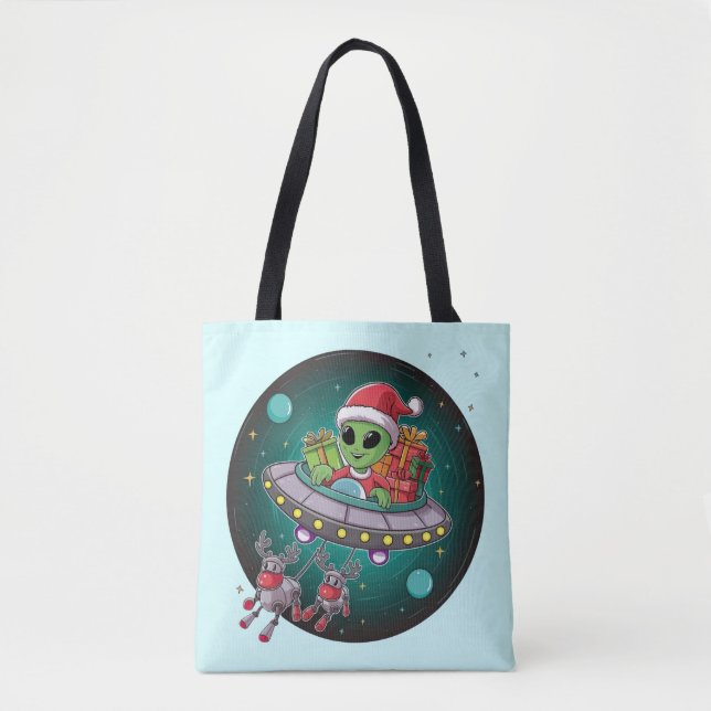 Alien Santa in UFO Tasche (Vorderseite)