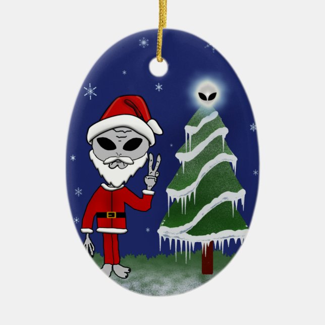 Alien Santa Keramik Ornament (Vorne)
