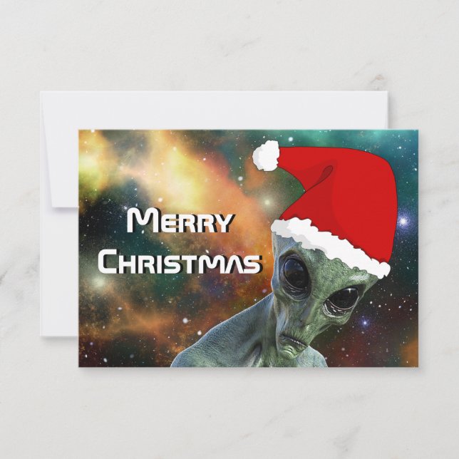 Alien Santa Merry Christmas Personalize Karte (Vorderseite)
