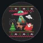 Alien Santa UFO Entführung Ugly Christmas Sweater  Runder Aufkleber<br><div class="desc">phantastischer Abschlag für extraterrestrische Gläubige, ufo und Alien Liebhaber. Niemand weiß es, außer dem Verlierer, der im UFO ist. Alien tee Funny tee zeigt ein Raumschiff, das eine Raumentführung eines Menschen darstellend. Verschwörung - oder nicht? Dieses lustige Abschlag ist großartig für jeden, dass Lieben Alien Außerirdischen Mars Weltraum Sonne Sonnensysteme...</div>