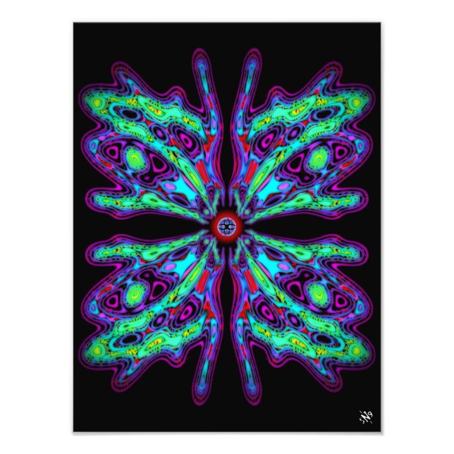 Alien Schmetterling b (farbiges Muster) v1 Fotodruck (Vorne)