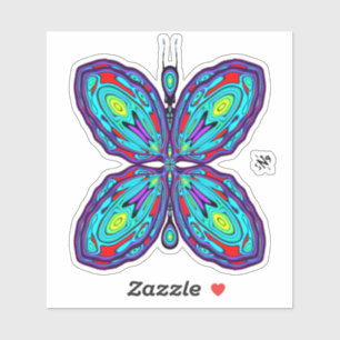 Alien Schmetterling (farbiges Muster) v1 Aufkleber