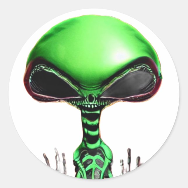 Alien sci-fi Cyborg Classic Round Sticker (Vorderseite)