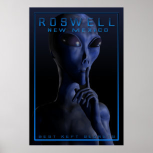 Alien, seiend, UFO, Roswell, Geheimnis, Treffen, Poster
