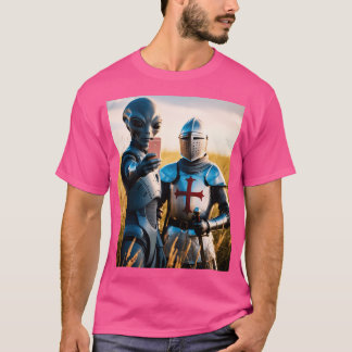 Alien Selfie mit Templar Knight T-Shirt