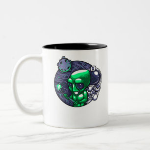 Alien-Selfie-Schnappschuss für Astronomielehrer Sp Zweifarbige Tasse
