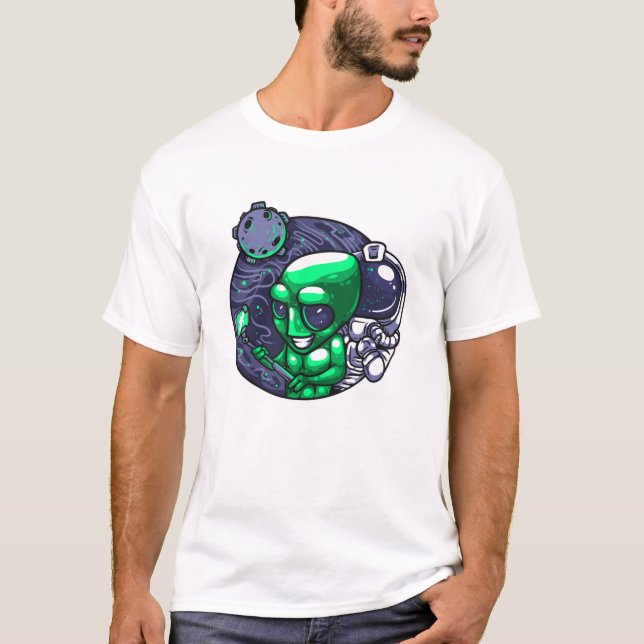 Alien Selfie Snap für Astronomen-Lehrerin Weltraum T-Shirt (Vorderseite)