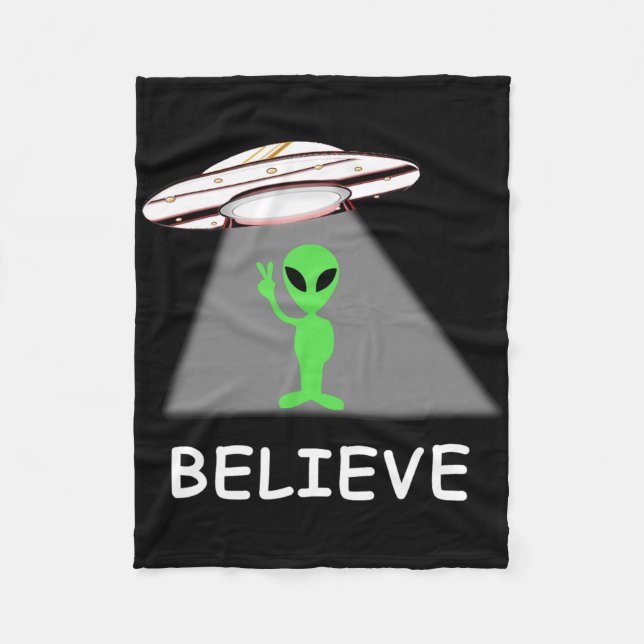 Alien Shirt - I Believe New Cool Ufo  Fleecedecke (Vorderseite)
