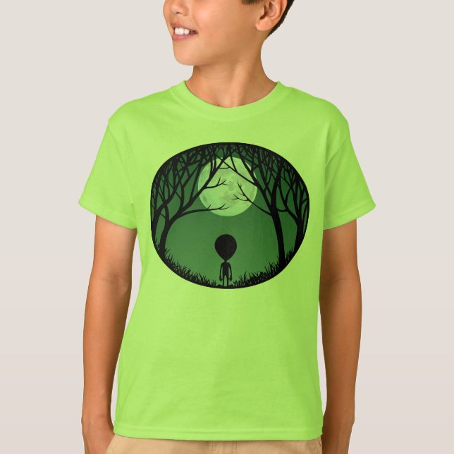 Alien Shirt Kid's Extraterrestrial w. T-shirt Lune (Devant)