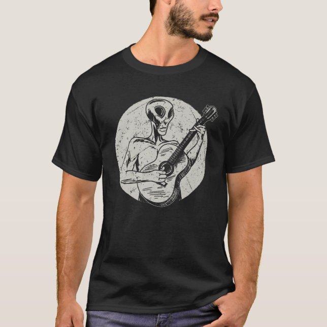 Alien-Shirt UFO-Shirt-alien, das akustisches Guita T-Shirt (Vorderseite)