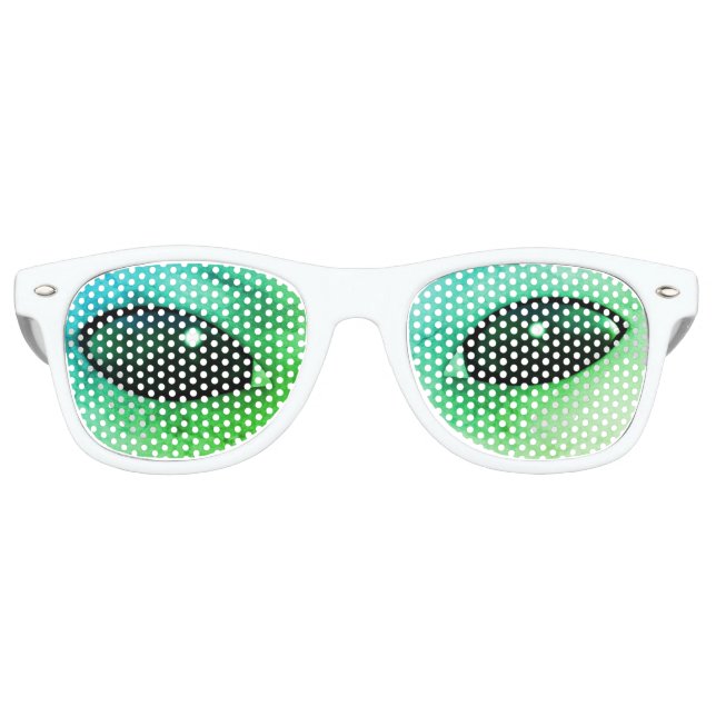 ALIEN SIEHT. GRÜNE EXTRATERRESTRISCHE AUGEN PARTYBRILLE (Vorderseite)