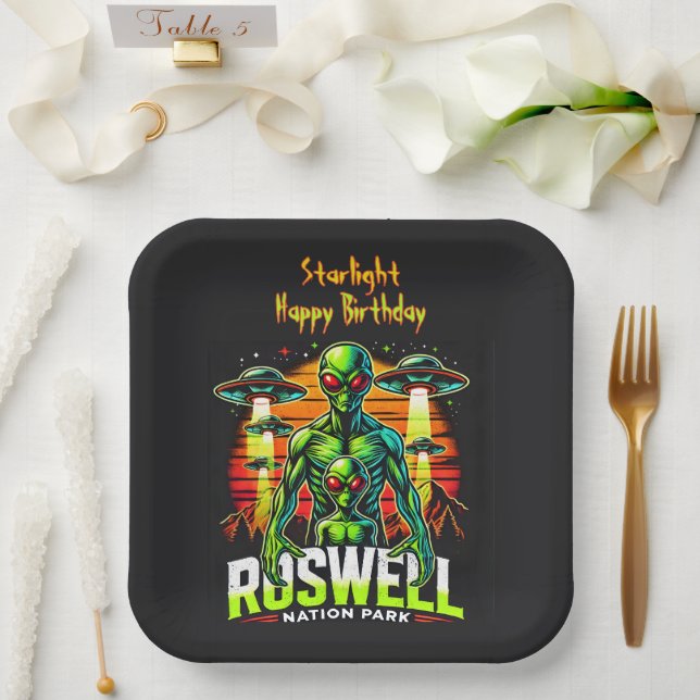 Alien Sightings im Roswell Nation Park! Pappteller (Hochzeit)