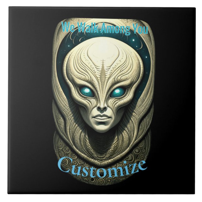 Alien skull Head Thunder_Cove Fliese (Vorderseite)