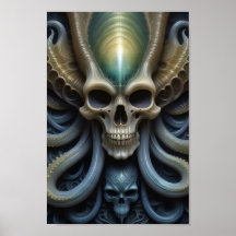 Alien Skull Octopus - 006 - Fantasy Art