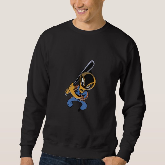 alien space aliens ufo baseball bat sweatshirt (Vorderseite)